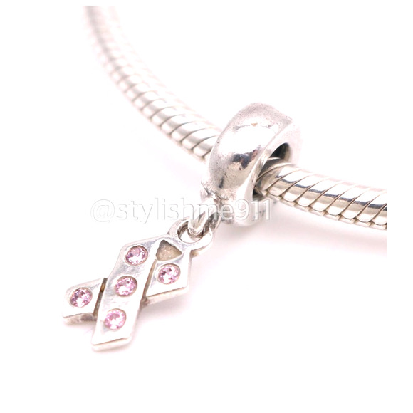 Authentic PANDORA Breast Cancer Awareness Ribbon Charm - Picture 3 of 7